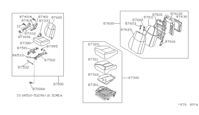 1985 Nissan 300ZX Front Seat Diagram 13