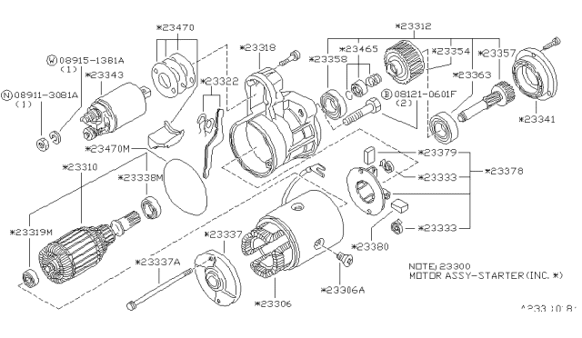 1988 Nissan 300ZX Starter Diagram for 23300-22P00