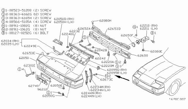 1986 Nissan 300ZX Grommet Diagram for 67898-U0100