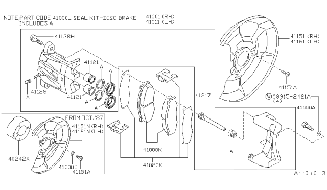 1987 Nissan 300ZX Disc Brake Pad Kit Diagram for 41060-11P29