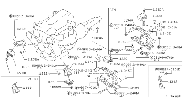 1985 Nissan 300ZX Engine Mounting Bracket, Left Diagram for 11233-02P01