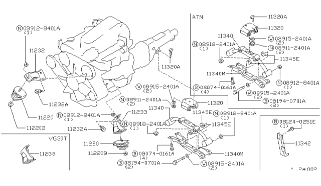 1985 Nissan 300ZX Engine Mounting Insulator, Front Diagram for 11220-01P00