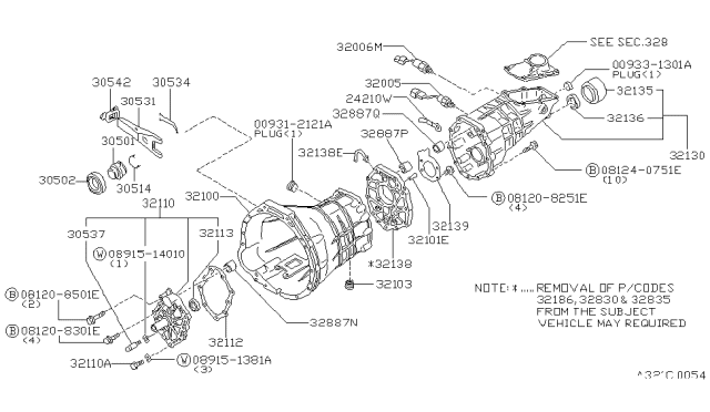 1986 Nissan 300ZX Cover Assembly Diagram for 32111-V5001