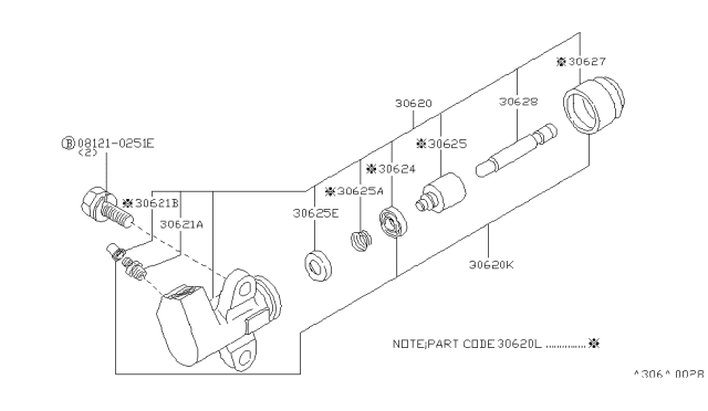 1987 Nissan 300ZX Kit SLV Cylinder Diagram for 30622-J2025