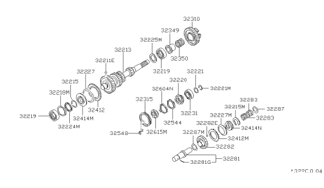 1989 Nissan 300ZX Sleeve Coupling Diagram for 32616-01G15