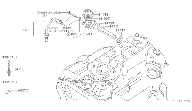 1985 Nissan 300ZX Valve EGR Control Diagram for 14710-02P13