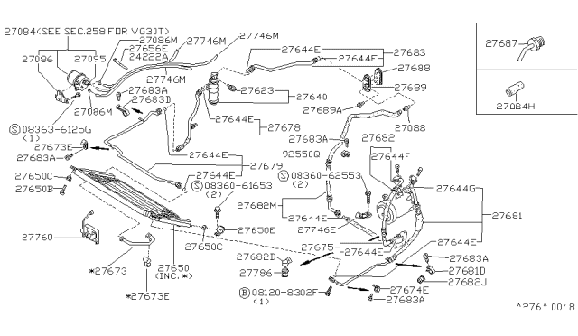 1986 Nissan 300ZX Condenser,Liquid Tank & Piping Diagram