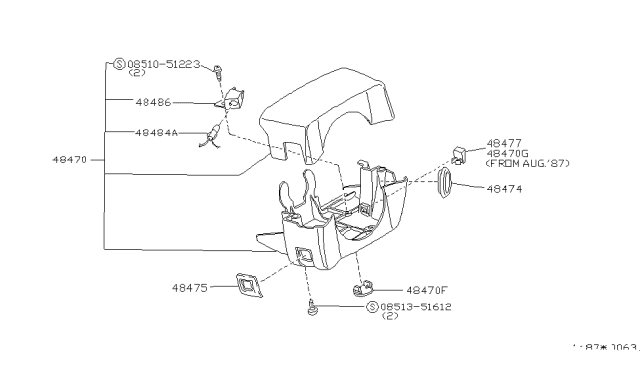 1988 Nissan 300ZX Steering Column Shell Cover Diagram