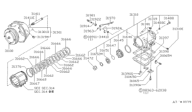 1986 Nissan 300ZX Shaft-Input Diagram for 31411-X8170