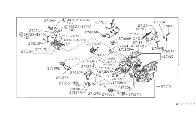 1988 Nissan 300ZX Heating Unit Assy-Front Diagram for 27110-25P00