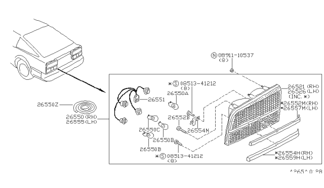 1986 Nissan 300ZX Rear Combination Lamp Diagram 1