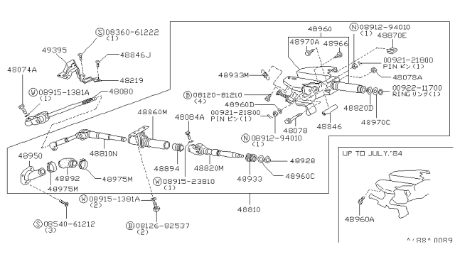 1985 Nissan 300ZX CLM-Steering TLT Diagram for 48810-01P05