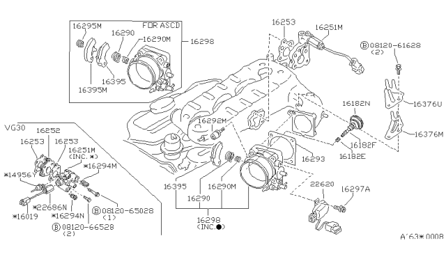 1984 Nissan 300ZX Lever-Throttle Diagram for 16134-V5200