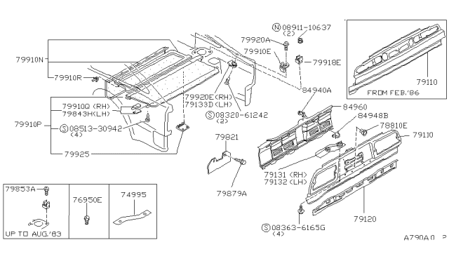 1984 Nissan 300ZX Rear,Back Panel & Fitting Diagram 1