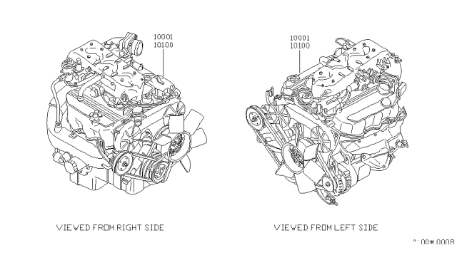 1986 Nissan 300ZX Engine W/CLUTCH Diagram for 10001-01P03