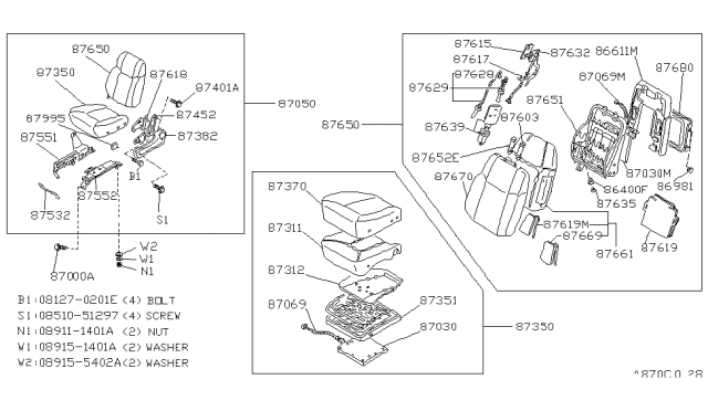 1985 Nissan 300ZX Harness-Seat Lf Diagram for 87033-16P00