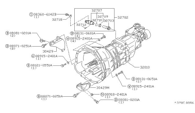 1988 Nissan 300ZX Manual Transmission, Transaxle & Fitting Diagram 2