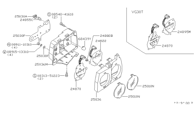 1986 Nissan 300ZX Voltage Meter Assembly Diagram for 24845-21P63