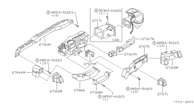 1989 Nissan 300ZX Duct-Vent Center Diagram for 27865-01P01