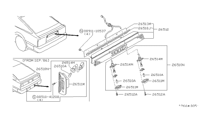 1987 Nissan 300ZX Socket Assembly-Lamp, Passenger Side Diagram for 26251-21P00