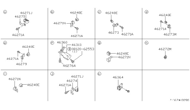 1984 Nissan 300ZX Clip-Tube Brake Diagram for 46279-01P02