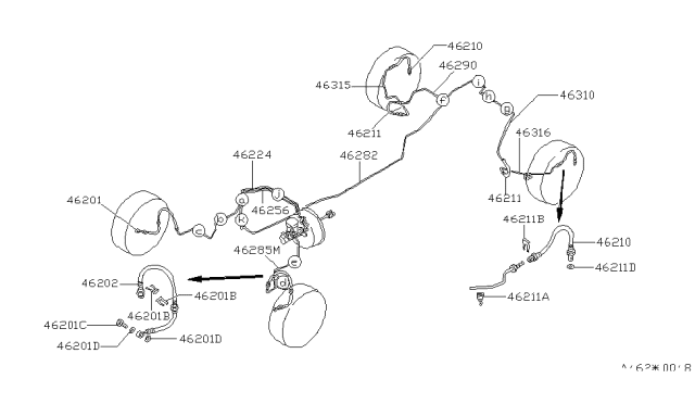 1986 Nissan 300ZX Brake Piping & Control Diagram 2