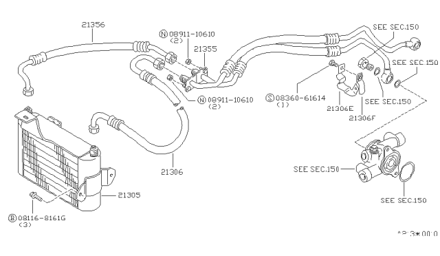 1985 Nissan 300ZX Cooler-Oil Diagram for 21305-07P01