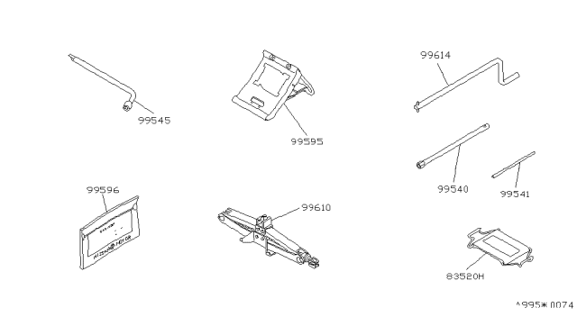 1989 Nissan 300ZX Jack Handle Diagram for 02996-01100