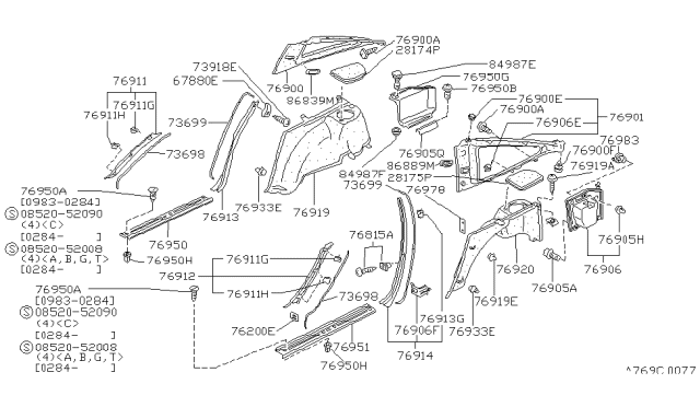 1988 Nissan 300ZX Body Side Trimming Diagram 2