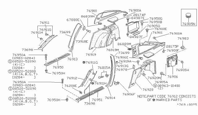 1985 Nissan 300ZX Body Side Trimming Diagram 4
