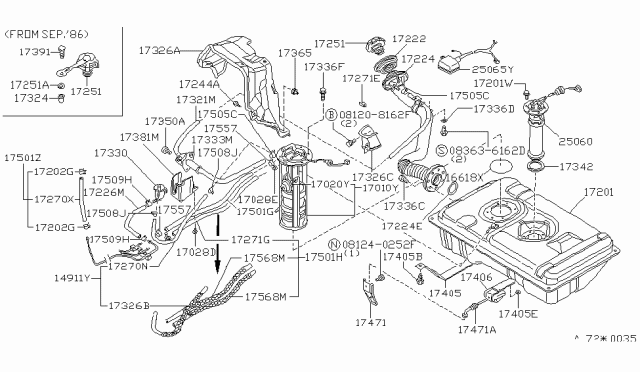 1986 Nissan 300ZX Fuel Tank Diagram