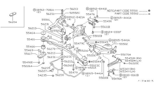 1987 Nissan 300ZX Bar TORSION Rear STABILIZER Diagram for 56230-01P10