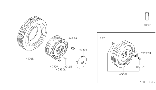 1989 Nissan 300ZX Disc Wheel Cap Diagram for 40315-25P02