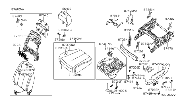 2009 Nissan Altima Harness-Front Seat Diagram for 87021-JA24A