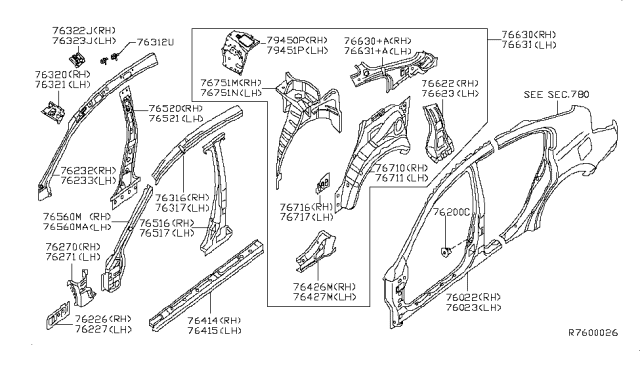 2009 Nissan Altima Body Side Panel Diagram 1