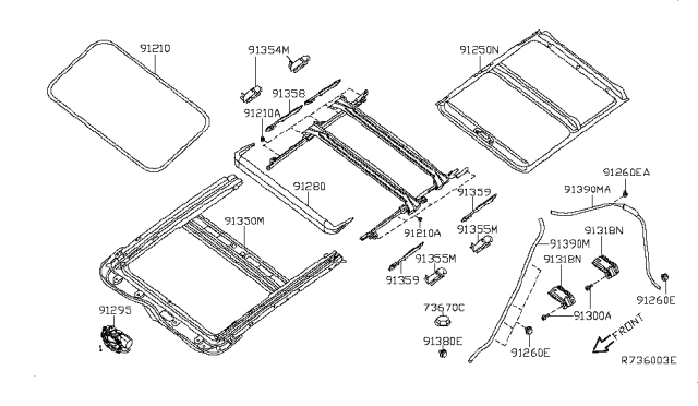 2009 Nissan Altima Sedan Sun Roof Parts Diagram 2