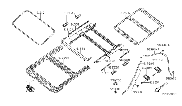 2009 Nissan Altima Sun Roof Parts Diagram 2