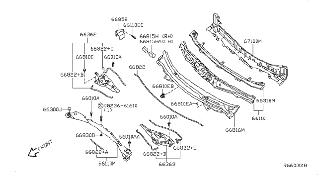 2009 Nissan Altima Rubber Diagram for 66835-JA00B