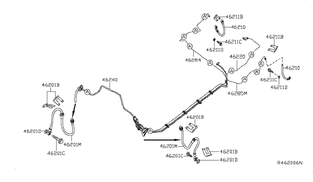 2009 Nissan Altima Brake Piping & Control Diagram 4