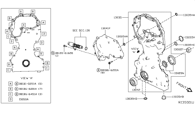 2008 Nissan Altima Front Cover,Vacuum Pump & Fitting Diagram 1