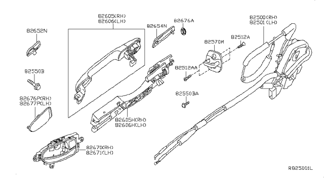 2010 Nissan Altima Rear Door Lock & Handle Diagram