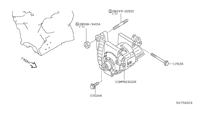 2010 Nissan Altima Compressor Mounting & Fitting Diagram 2