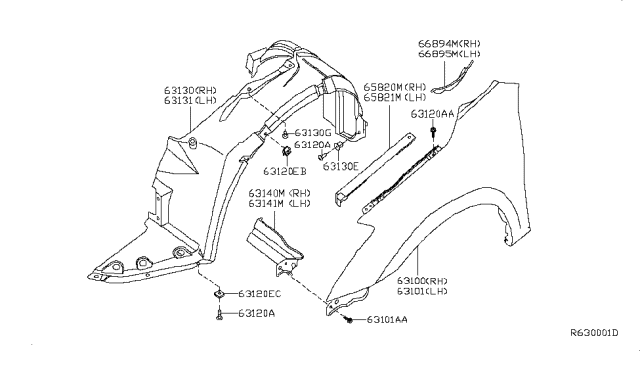 2008 Nissan Altima Protector-Front Fender,RH Diagram for 63840-JA000