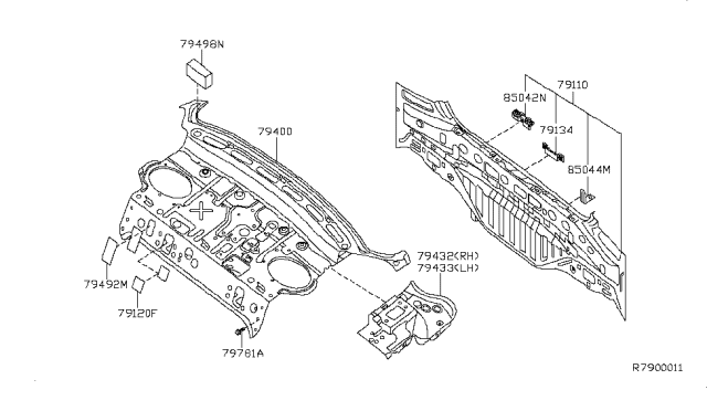 2009 Nissan Altima Rear,Back Panel & Fitting Diagram