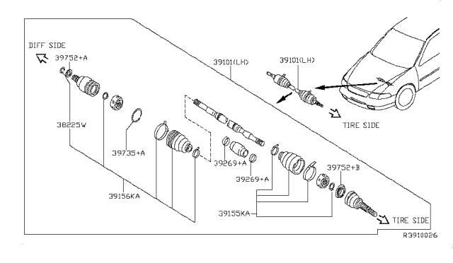 2008 Nissan Altima Front Drive Shaft (FF) Diagram 2