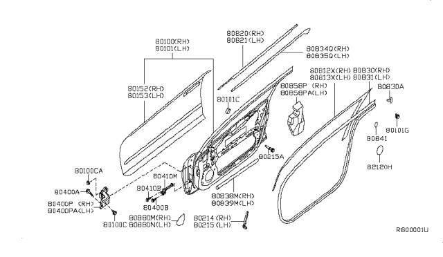 2008 Nissan Altima MOULDING Assembly - Front Door Outside, RH Diagram for 80820-JA01A