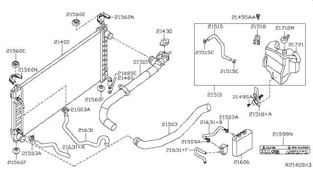 2012 Nissan Altima Radiator,Shroud & Inverter Cooling Diagram 3