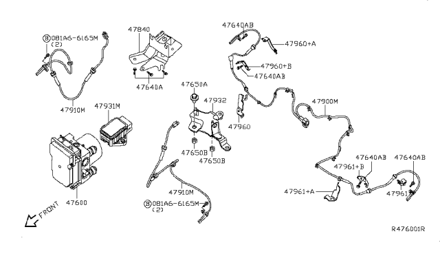 2007 Nissan Altima Bracket-Actuator Diagram for 47840-JA100