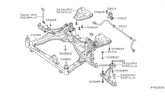 2008 Nissan Altima Link Complete-Transverse,Lh Diagram for 54501-JA00B