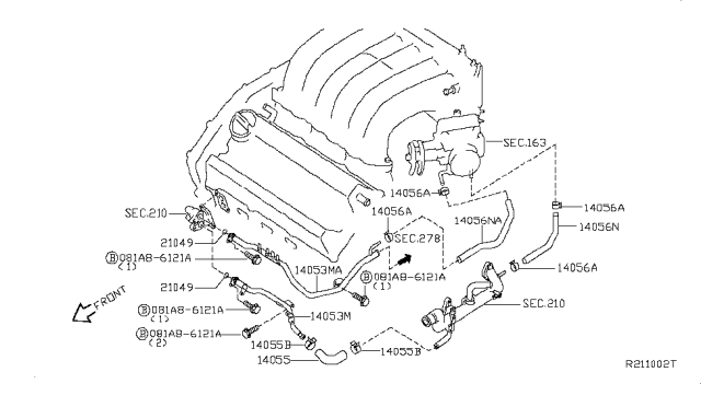 2012 Nissan Altima Water Hose & Piping Diagram 2